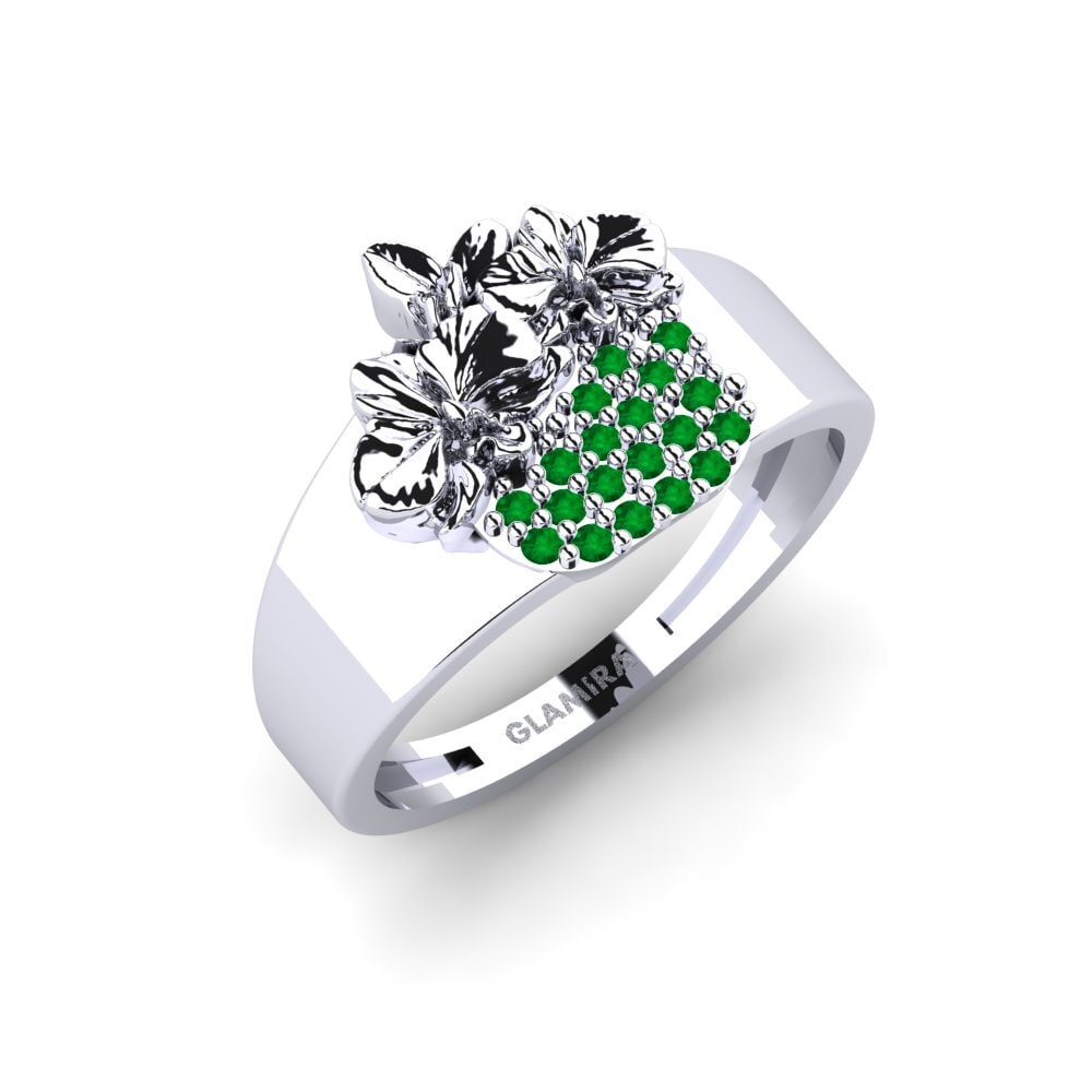 Vàng Trắng 14K Đá Emerald / Ngọc lục Bảo Nhẫn Ericaceae