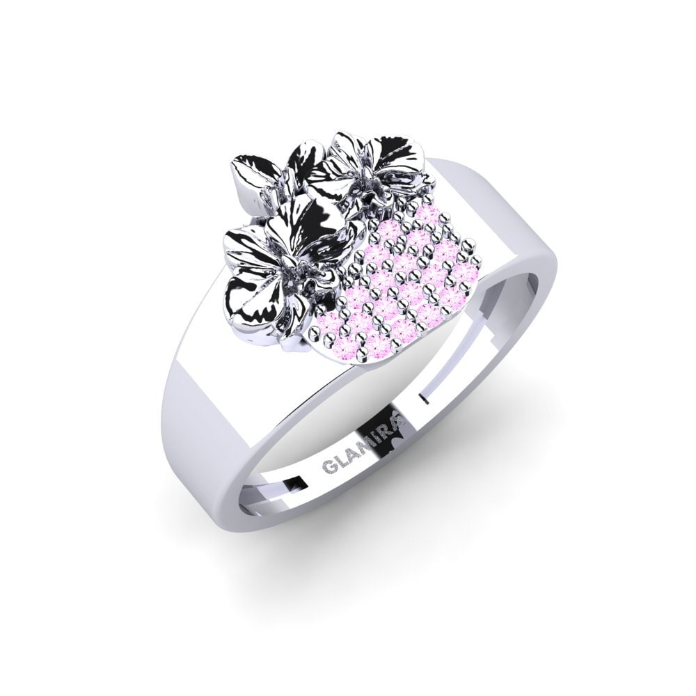 Vàng Trắng 14K Đá Sapphire Hồng Nhẫn Ericaceae