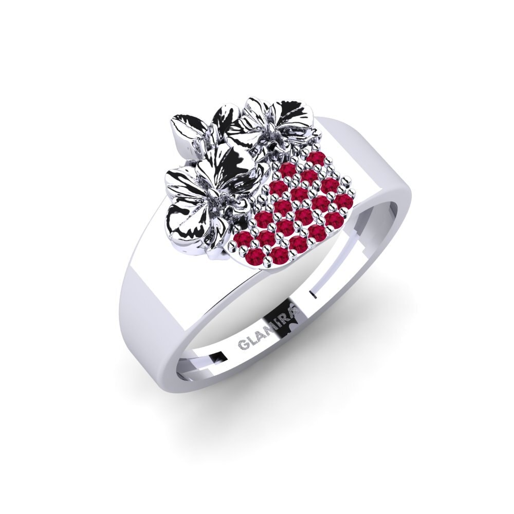 Vàng Trắng 14K Đá Ruby / Hồng Ngọc Nhẫn Ericaceae
