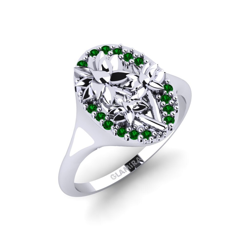 Platin trắng Đá Zirconia Xanh Nhẫn Fabaceae