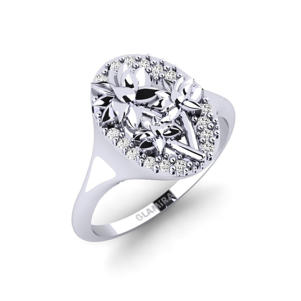 Vàng Trắng 14K Đá Moissanite Nhẫn Fabaceae
