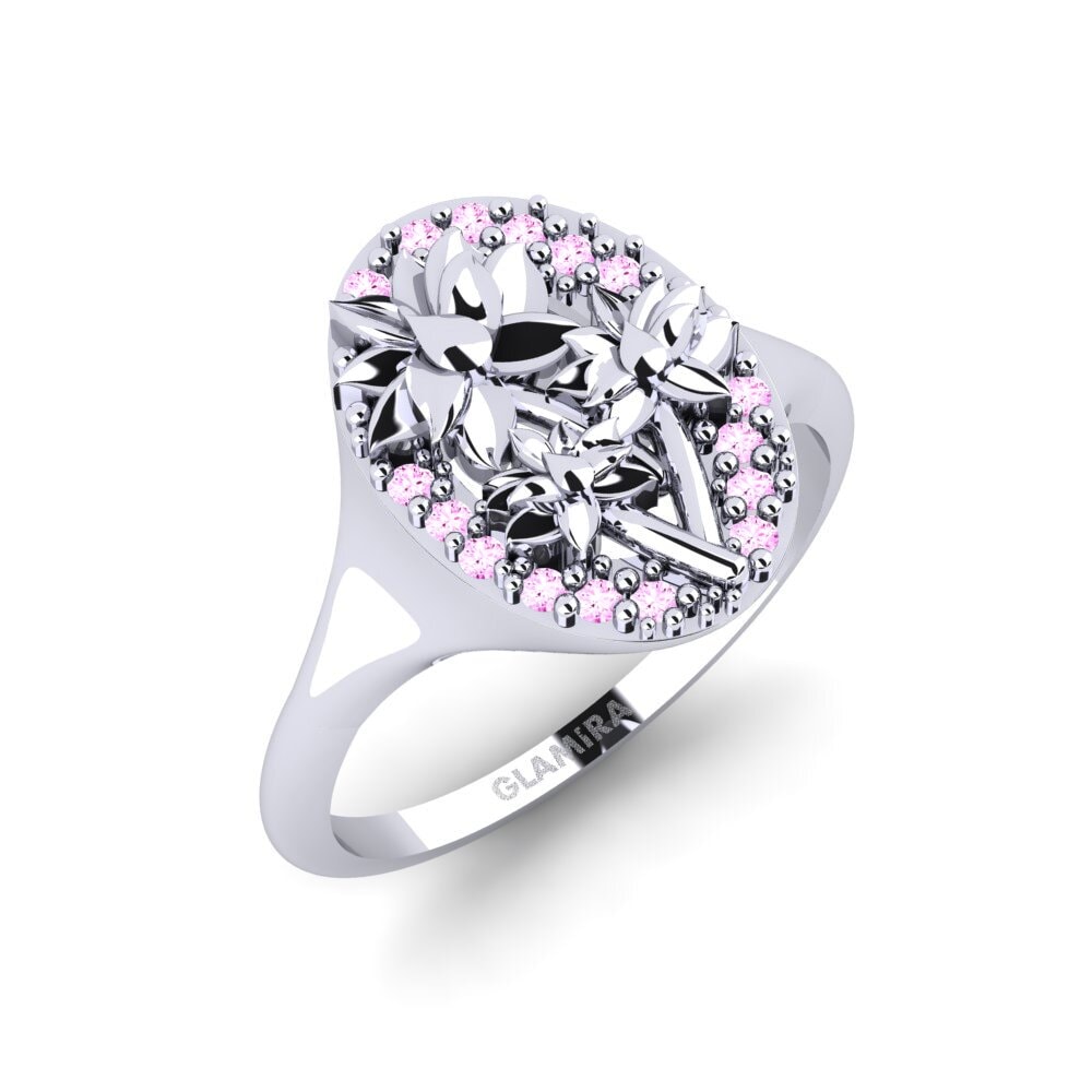 Vàng Trắng 14K Đá Sapphire Hồng Nhẫn Fabaceae