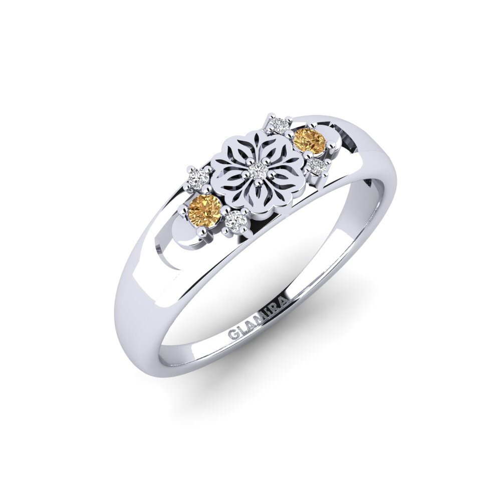 Vàng Trắng 14K Kim Cương Nâu Nhẫn Fiefita