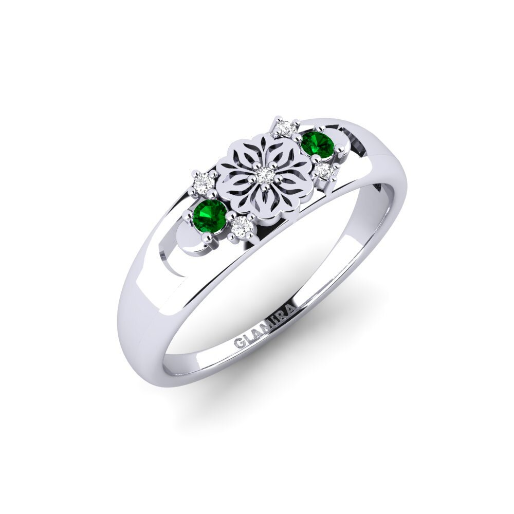 Platin trắng Đá Zirconia Xanh Nhẫn Fiefita