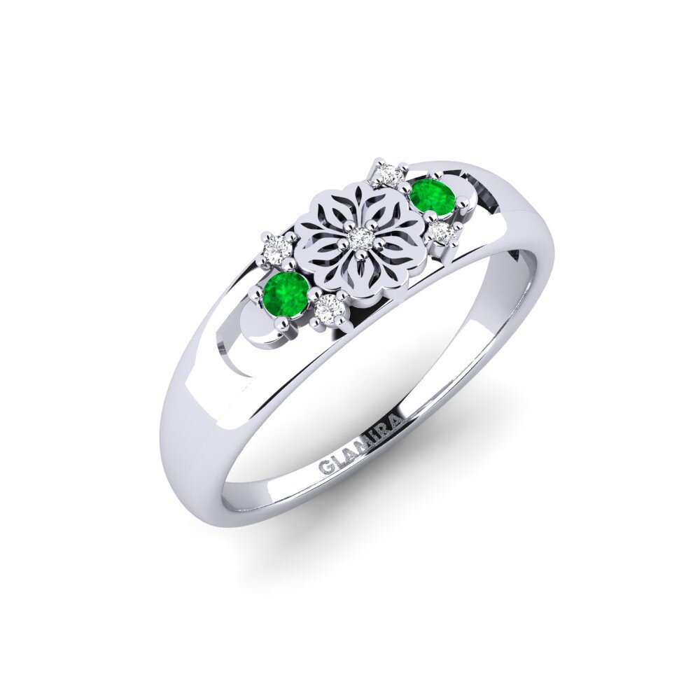 Vàng Trắng 14K Đá Emerald / Ngọc lục Bảo Nhẫn Fiefita