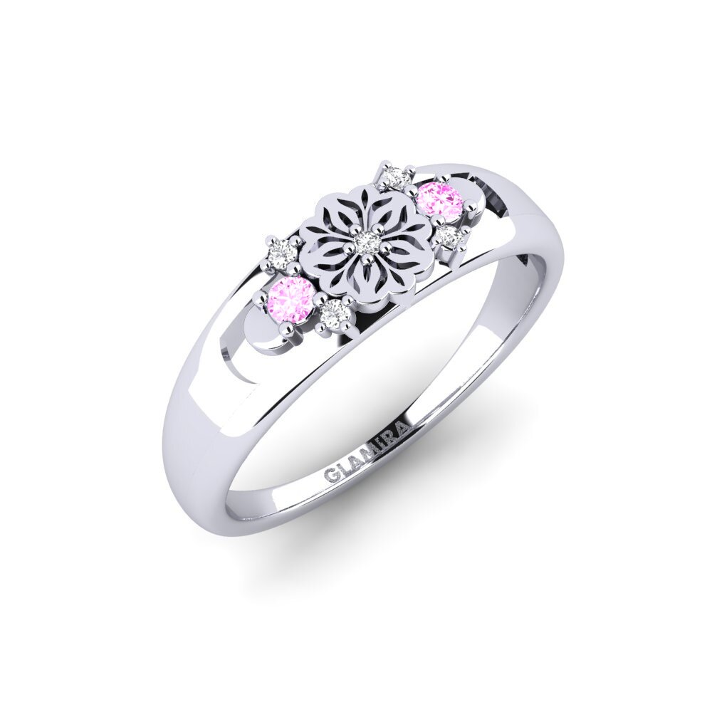 Vàng Trắng 14K Đá Sapphire Hồng Nhẫn Fiefita
