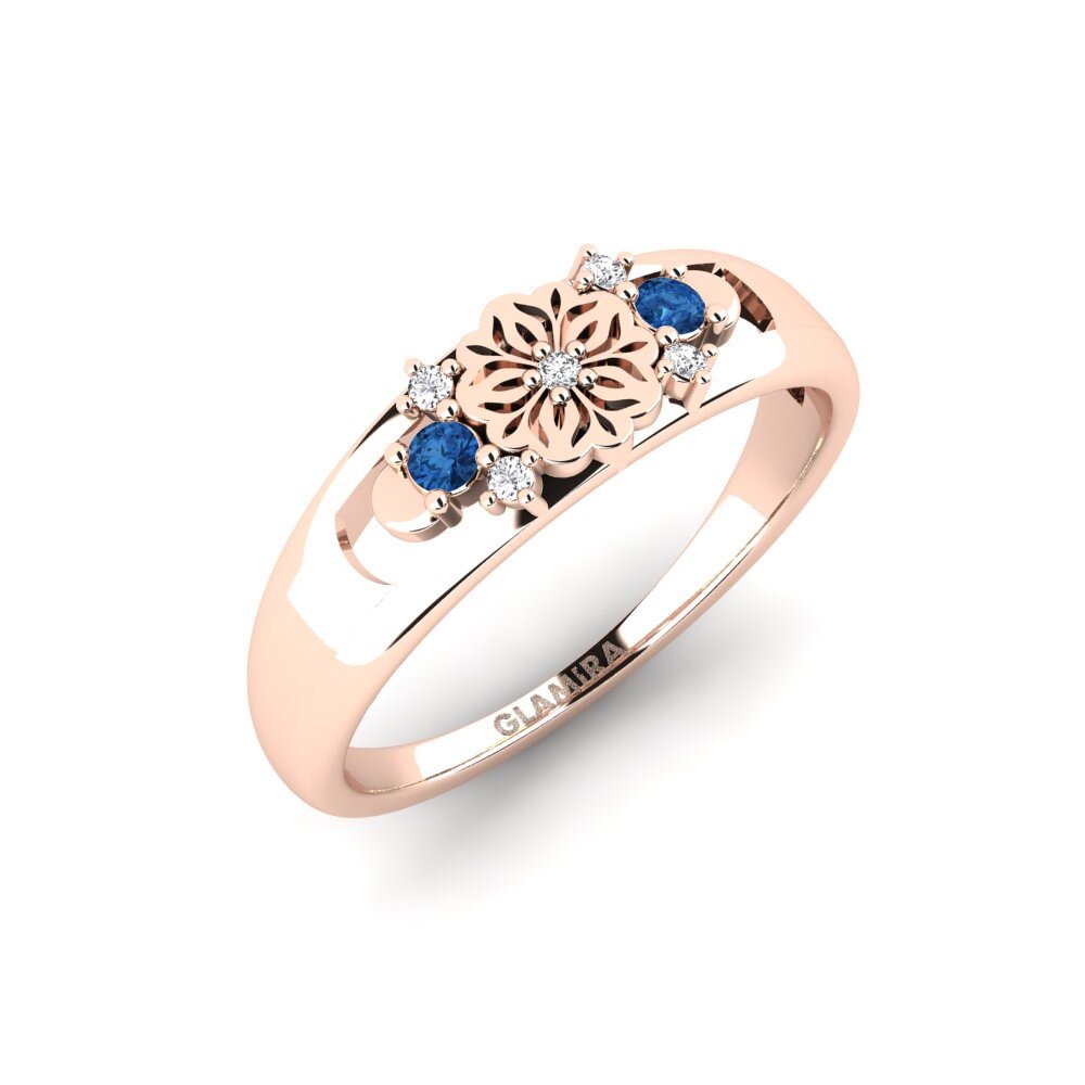 Rotgold 375 Dunkelblauer Zirkonia Ring Fiefita