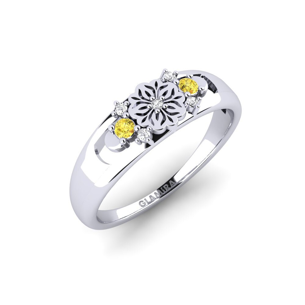Weiß-Silber Gelber Saphir Ring Fiefita