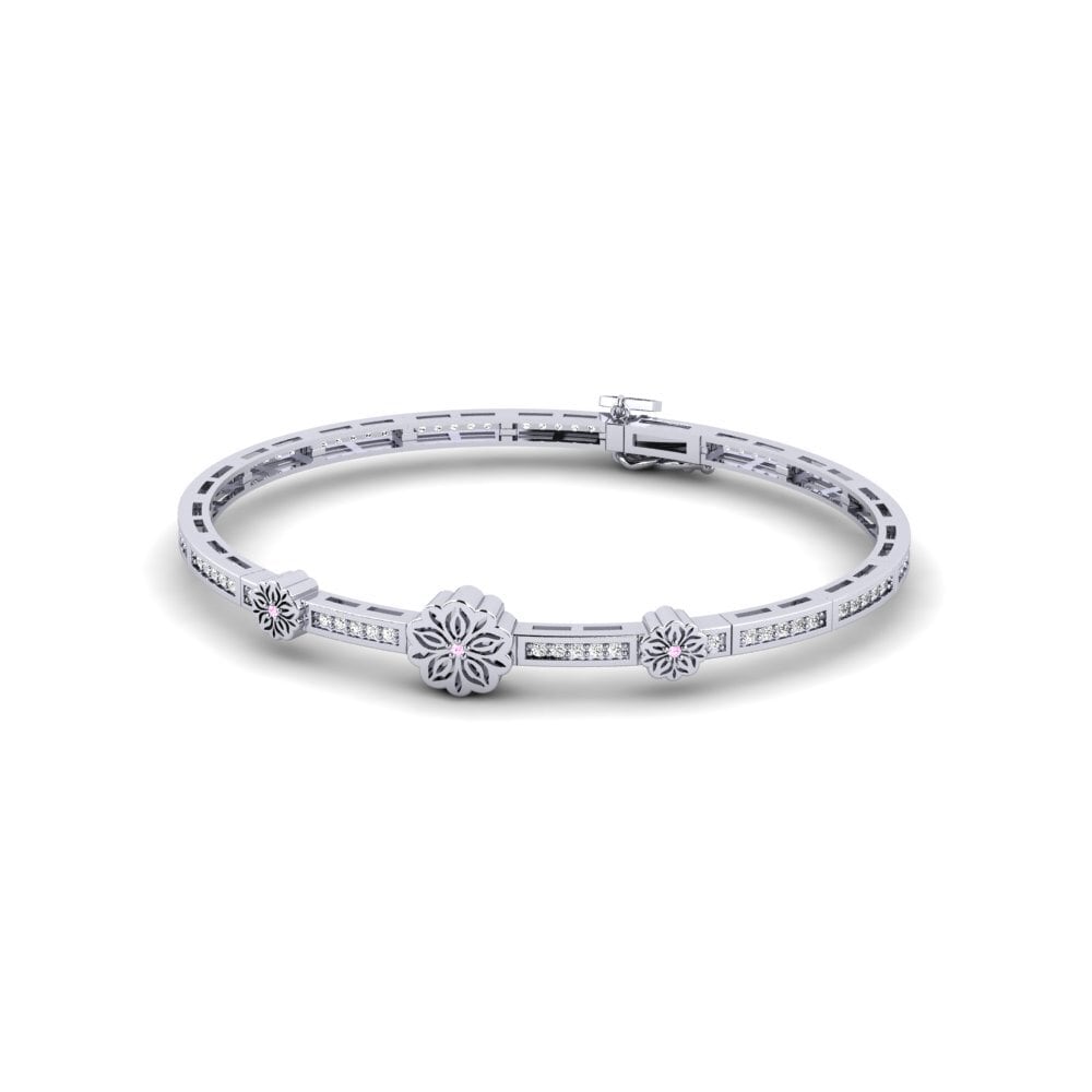 Vàng Trắng 14K Đá Sapphire Hồng Vòng tay nữ Fleurich