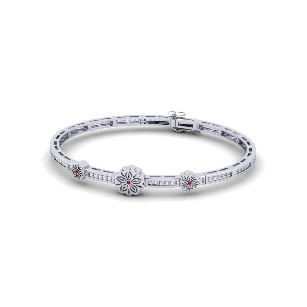 Vàng Trắng 14K Đá Ruby / Hồng Ngọc Vòng tay nữ Fleurich
