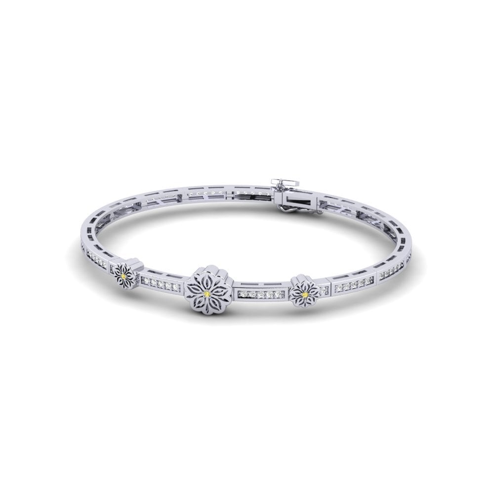 Weiß-Silber Gelber Saphir Damen armband Fleurich