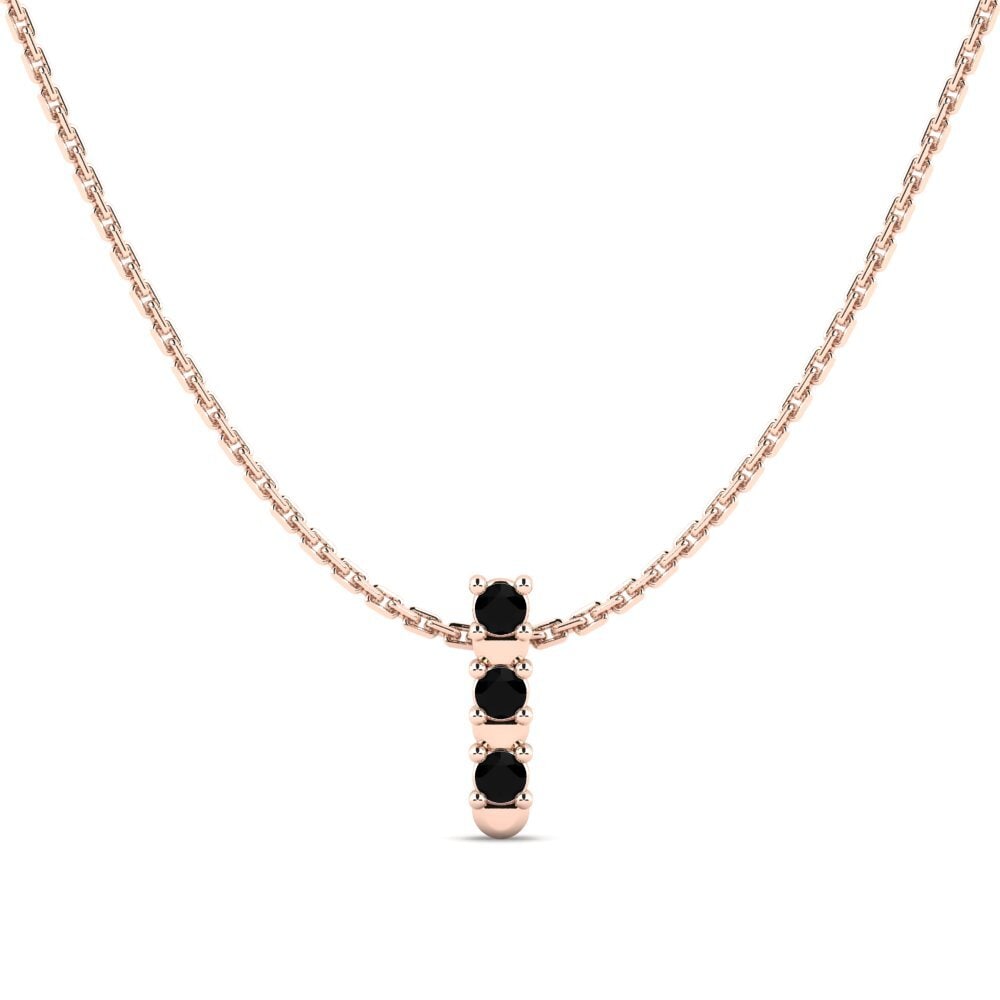 18k Oro Rosa Ónix Negro Colgante de Mujer Flowaz