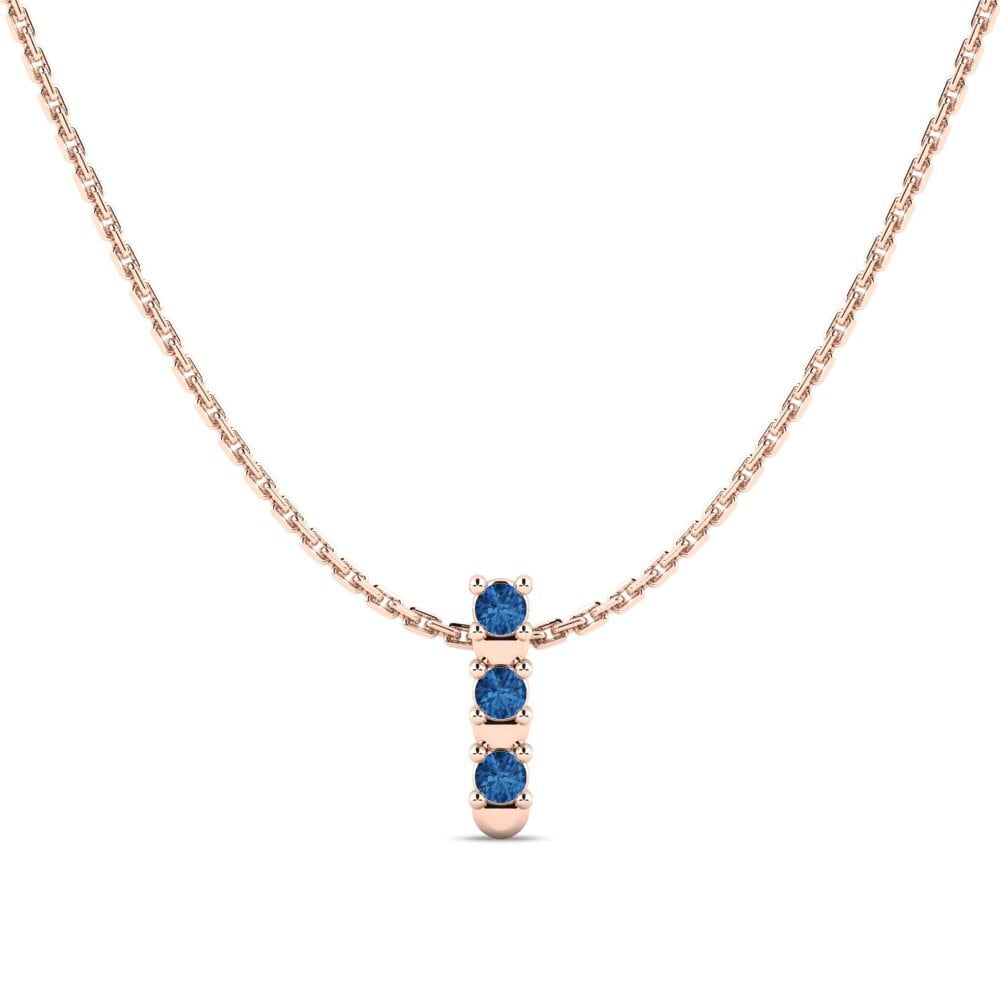 Rotgold 375 Dunkelblauer Zirkonia Damen anhänger Flowaz