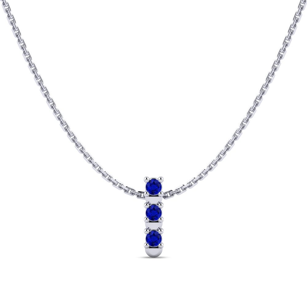 Vàng Trắng 14K Đá Sapphire Mặt dây chuyền nữ Flowaz