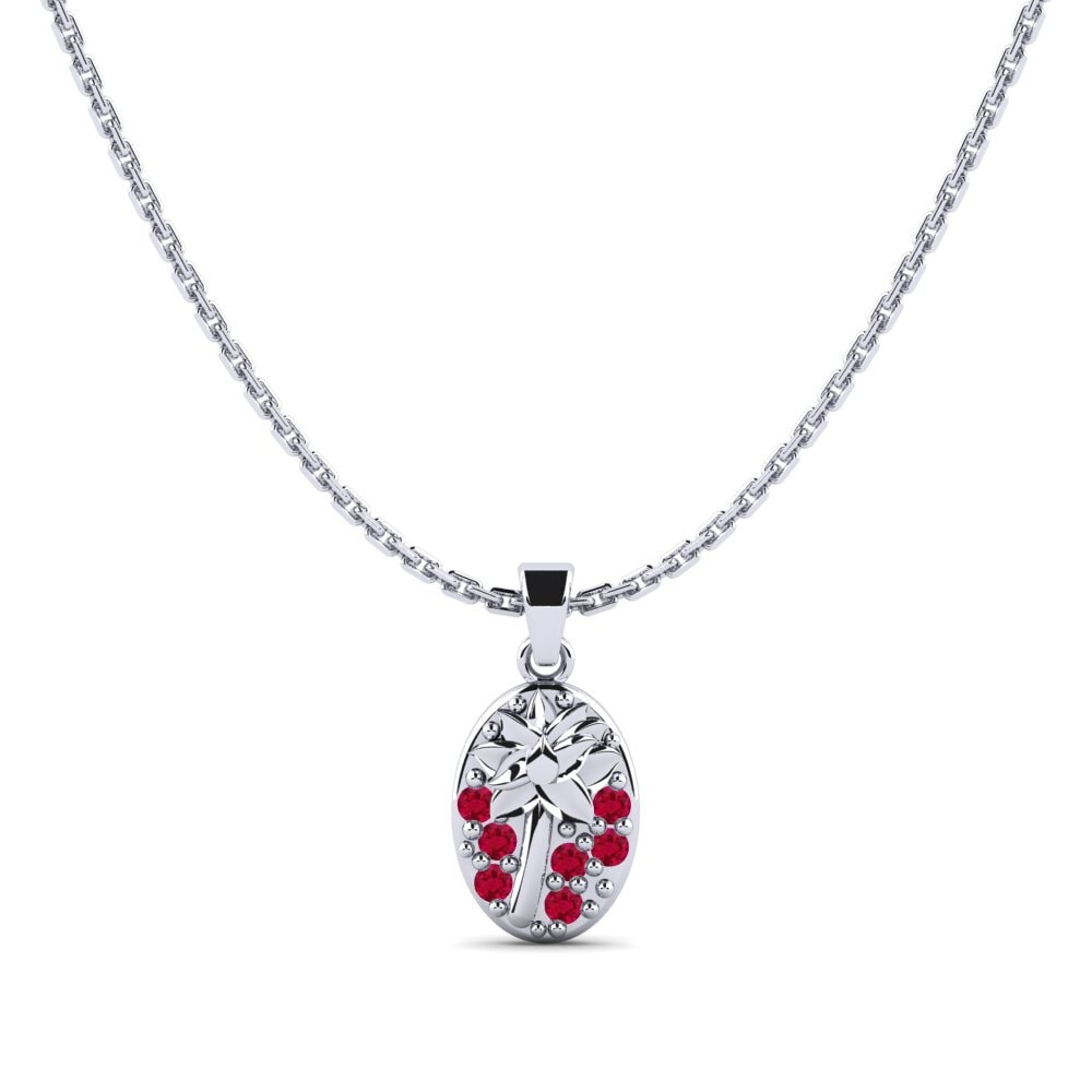 Vàng Trắng 14K Đá Ruby / Hồng Ngọc Mặt dây chuyền nữ Fulton