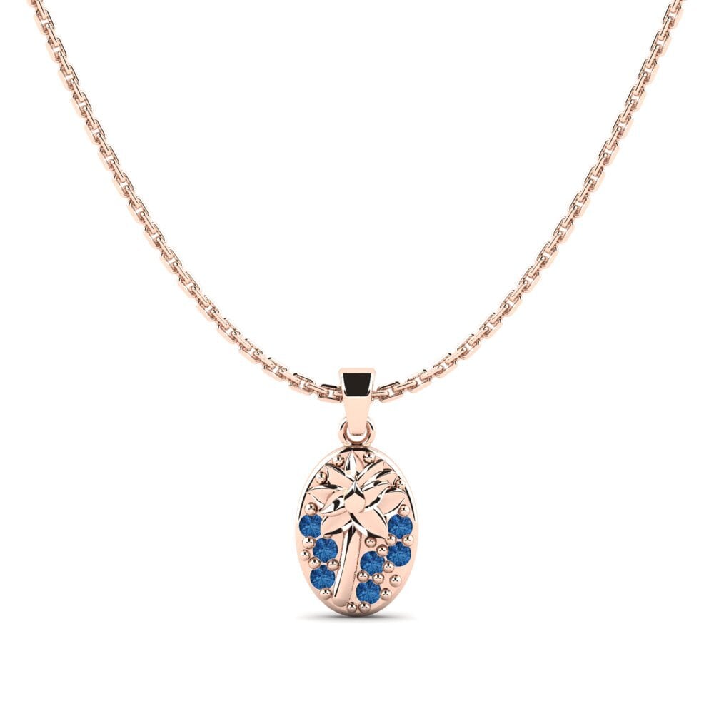 Rotgold 375 Dunkelblauer Zirkonia Damen anhänger Fulton