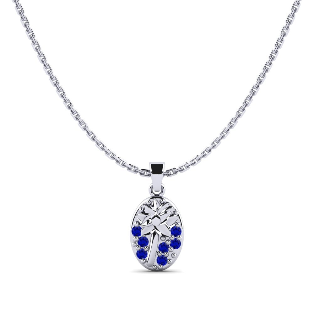Vàng Trắng 14K Đá Sapphire Mặt dây chuyền nữ Fulton