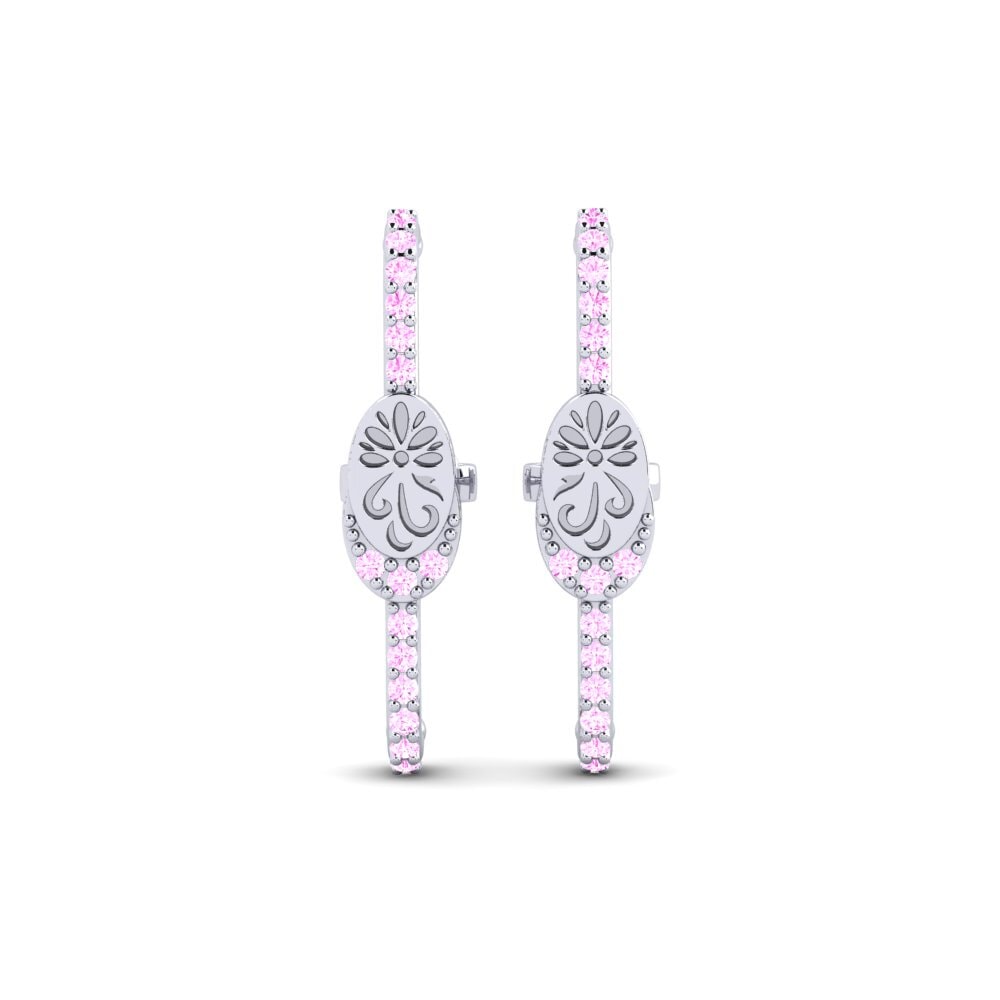 Vàng Trắng 14K Đá Sapphire Hồng Bông tai nữ Gladlynt