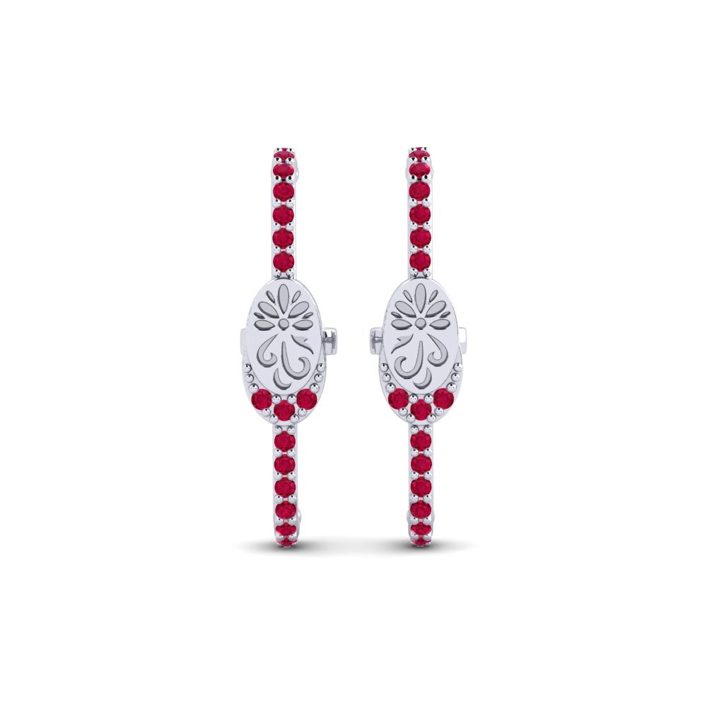 Vàng Trắng 14K Đá Ruby / Hồng Ngọc Bông tai nữ Gladlynt