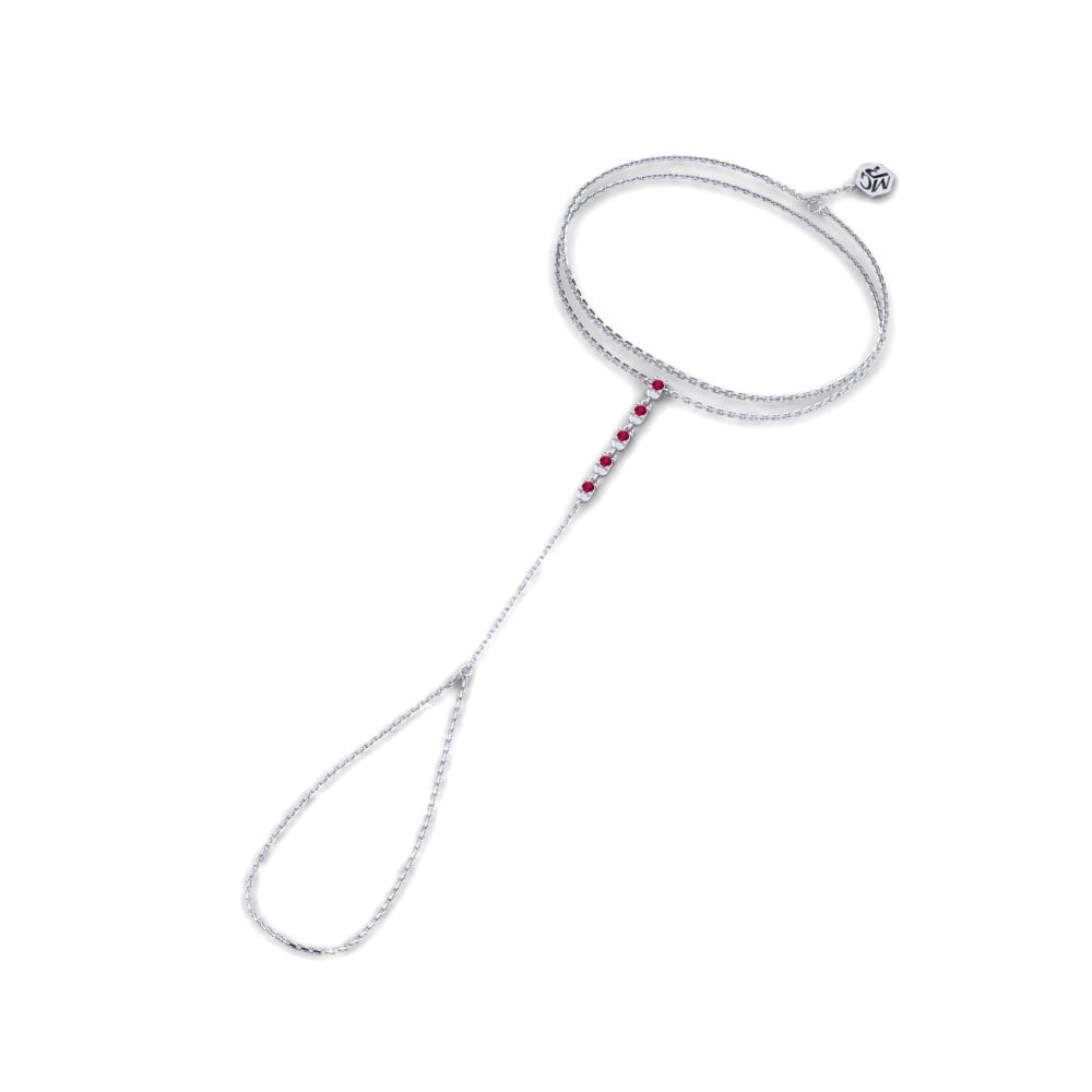 Vàng Trắng 14K Đá Ruby / Hồng Ngọc Vòng đeo ngón tay Hadzidzi