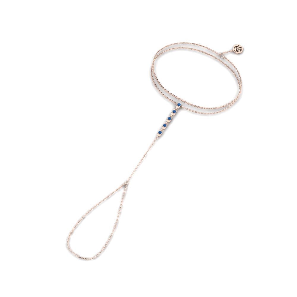 Rotgold 375 Dunkelblauer Zirkonia Fingerkette Hadzidzi