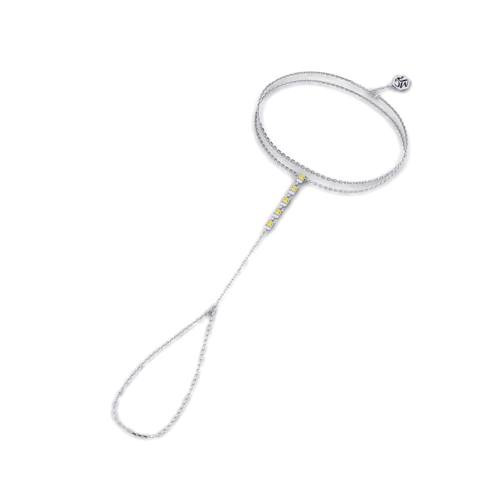 Weiß-Silber Gelber Saphir Fingerkette Hadzidzi