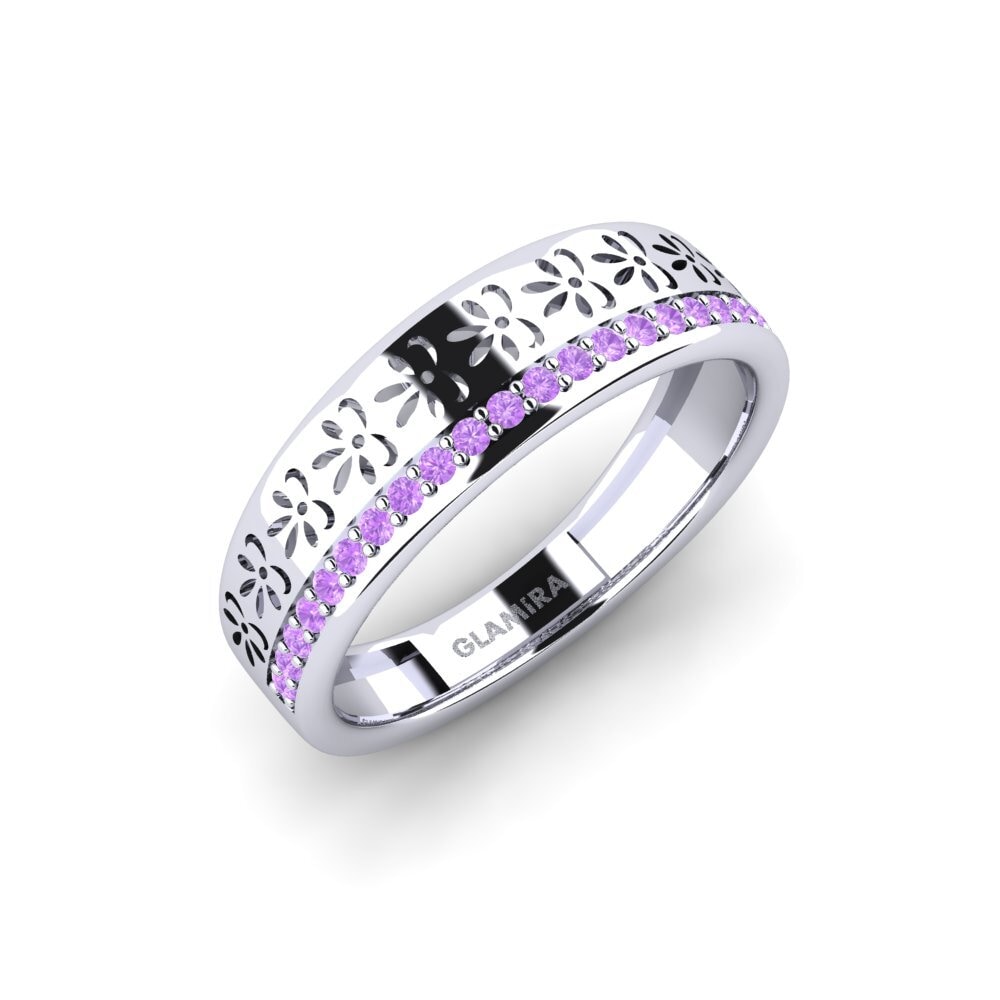 Vàng Trắng 14K Đá Thạch Anh Tím Nhẫn Haksolok