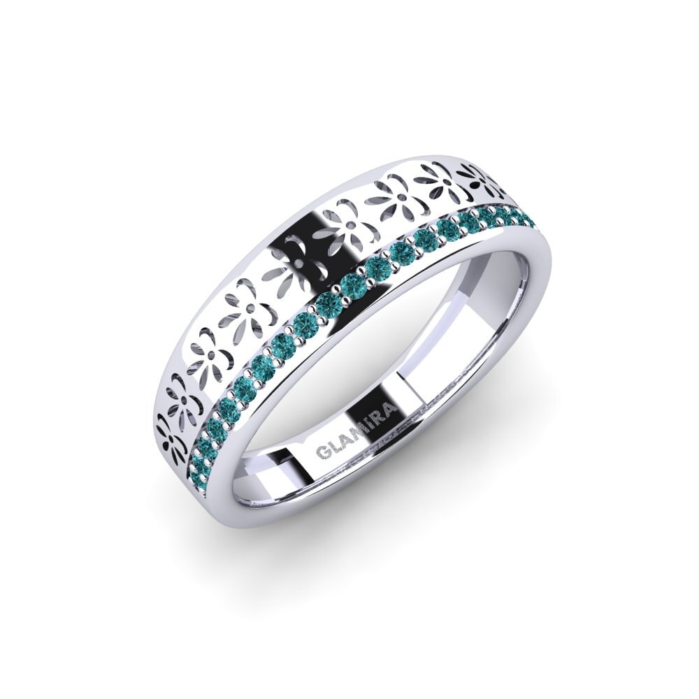 Palladium trắng Kim Cương Xanh Dương Nhẫn Haksolok