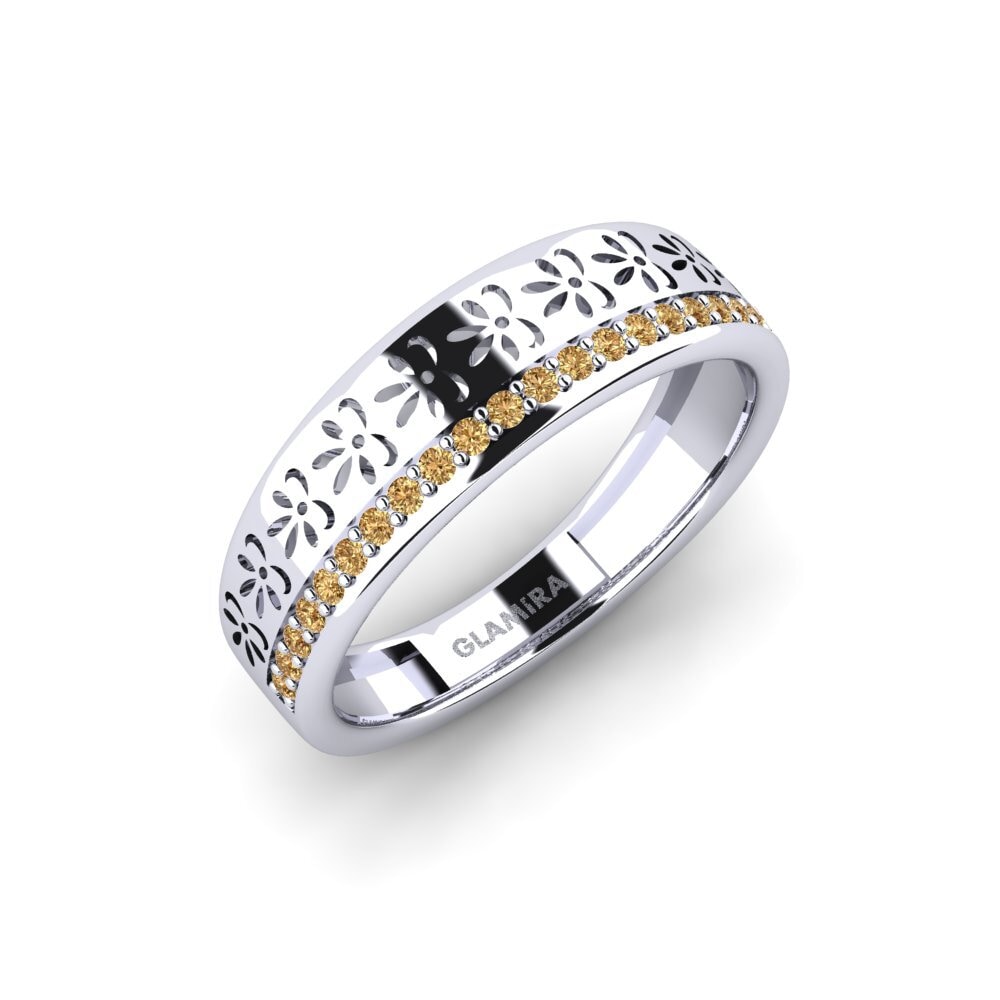 Vàng Trắng 14K Kim Cương Nâu Nhẫn Haksolok