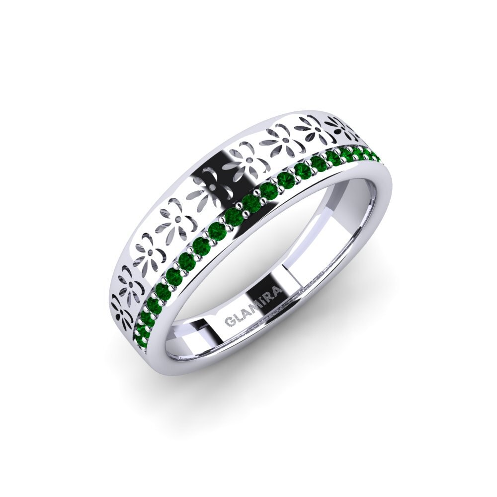 Platin trắng Đá Zirconia Xanh Nhẫn Haksolok