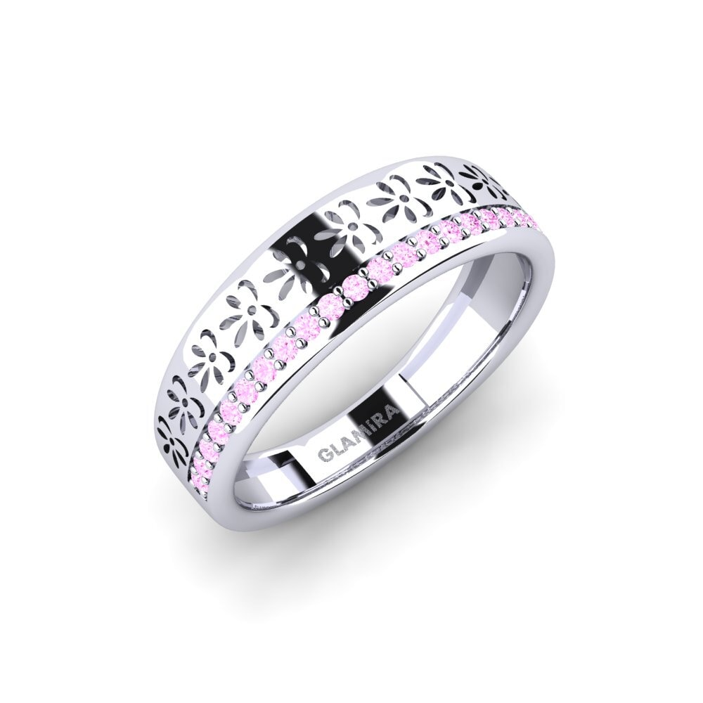 Vàng Trắng 14K Đá Sapphire Hồng Nhẫn Haksolok