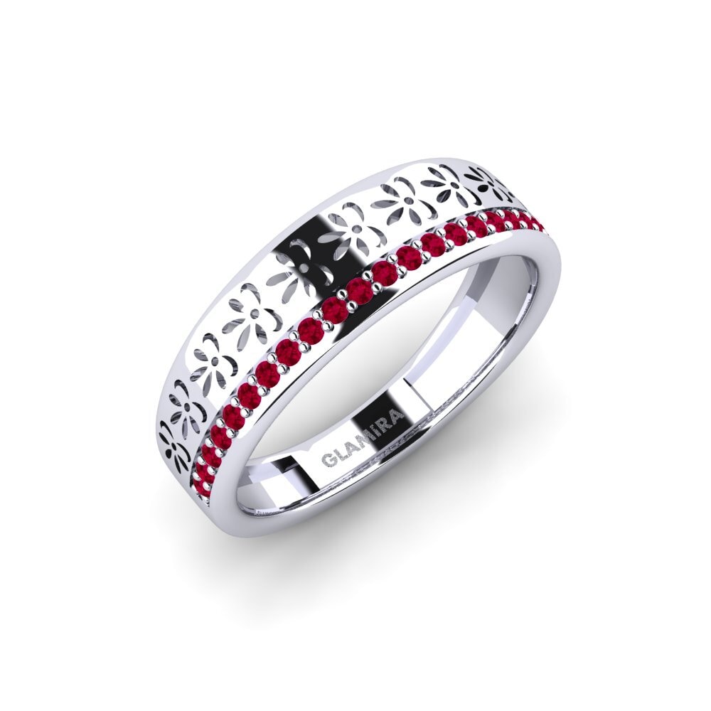Vàng Trắng 14K Đá Ruby / Hồng Ngọc Nhẫn Haksolok