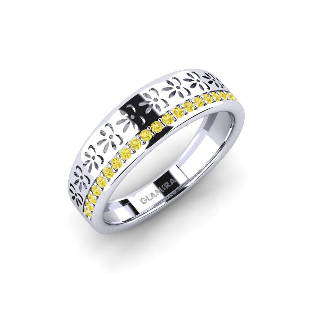 Weiß-Silber Gelber Saphir Ring Haksolok