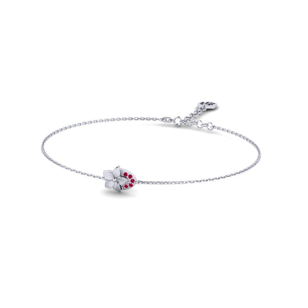 Vàng Trắng 14K Đá Ruby / Hồng Ngọc Vòng tay nữ Hicks