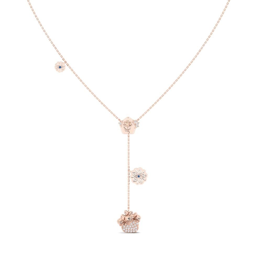 Rotgold 375 Dunkelblauer Zirkonia Damen halskette Idegran