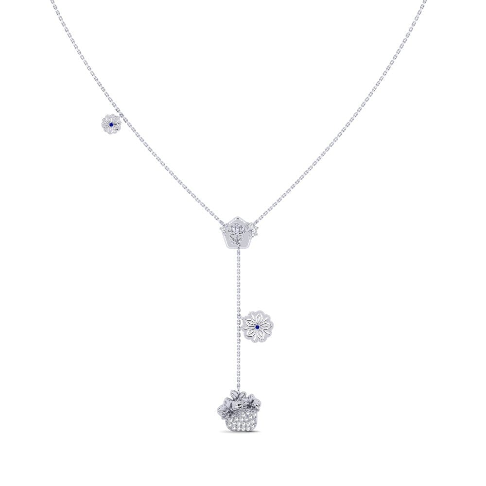Vàng Trắng 14K Đá Sapphire Dây chuyền nữ Idegran