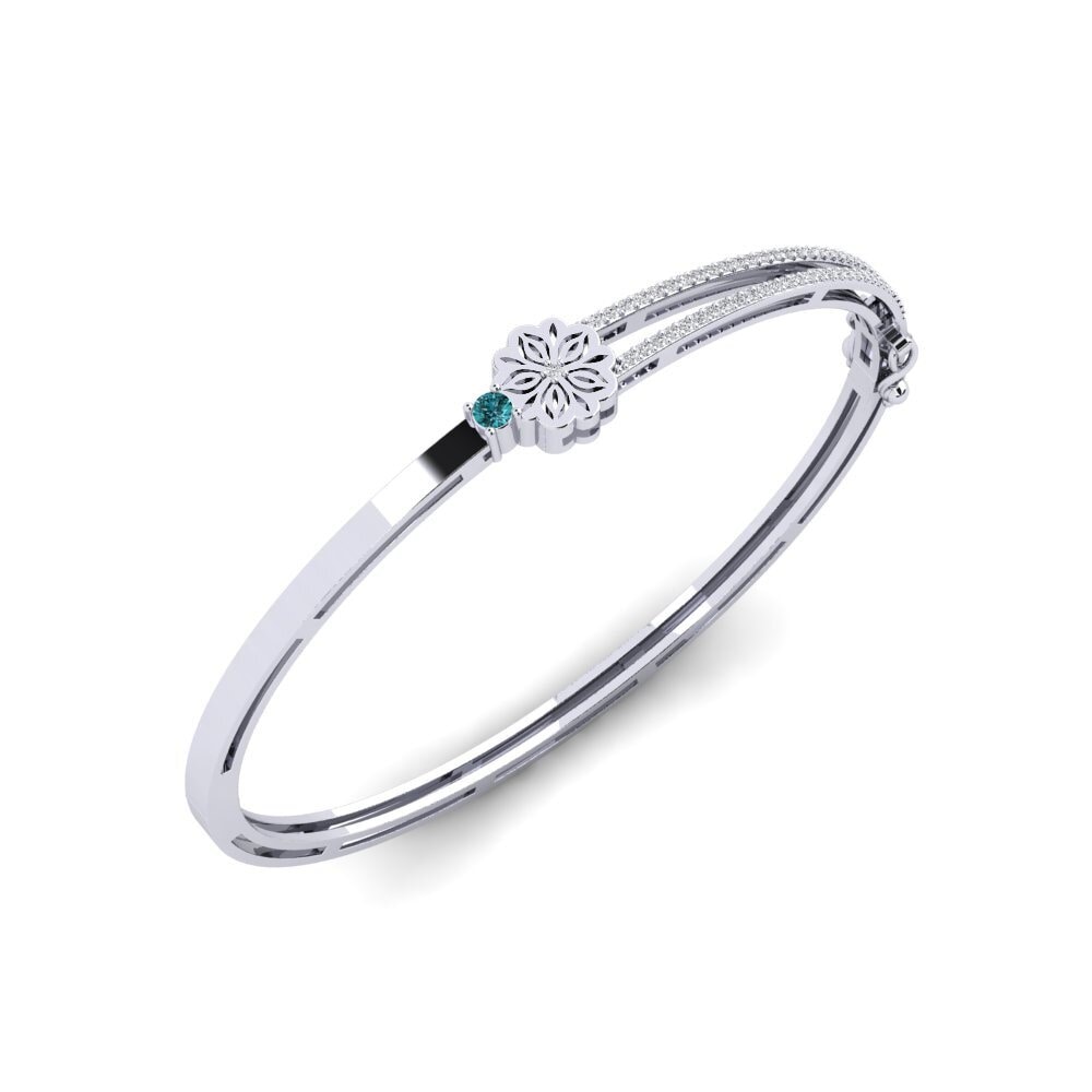 Vàng Trắng 14K Kim Cương Xanh Dương Vòng tay nữ Ilangi