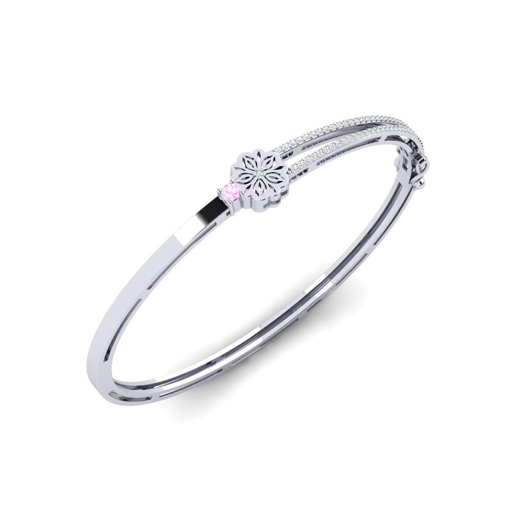 Vàng Trắng 14K Đá Sapphire Hồng Vòng tay nữ Ilangi