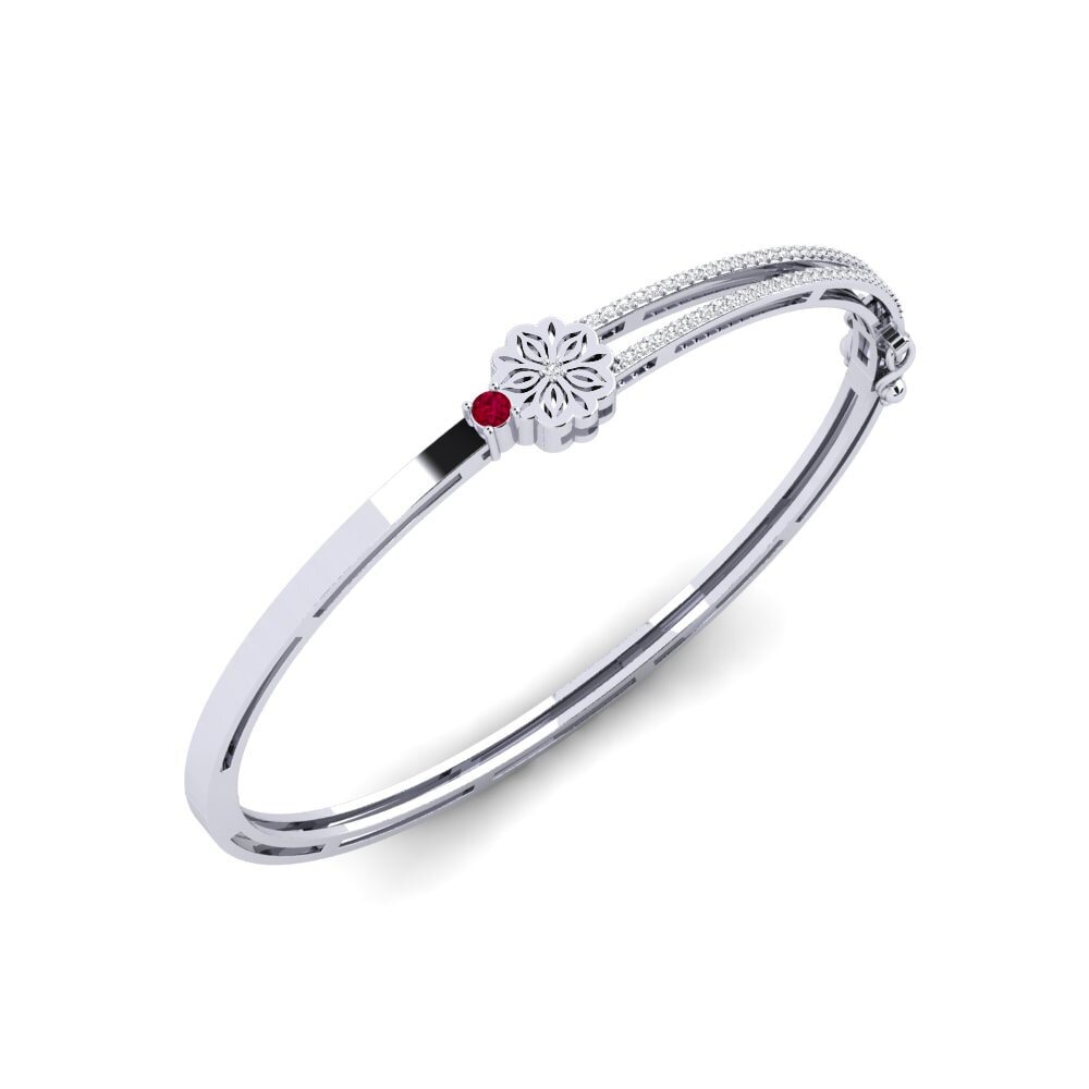 Vàng Trắng 14K Đá Ruby / Hồng Ngọc Vòng tay nữ Ilangi