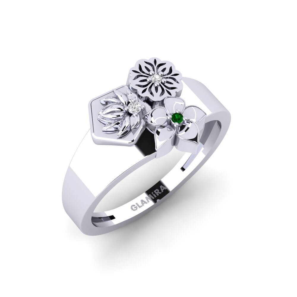 Platin trắng Đá Zirconia Xanh Nhẫn Iridaceae