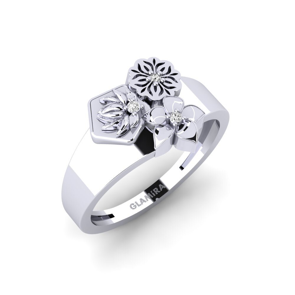 Vàng Trắng 14K Đá Moissanite Nhẫn Iridaceae