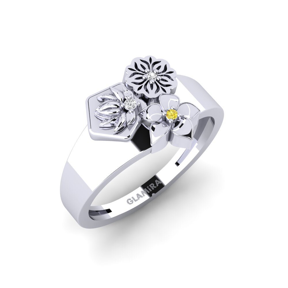 Weiß-Silber Gelber Saphir Ring Iridaceae