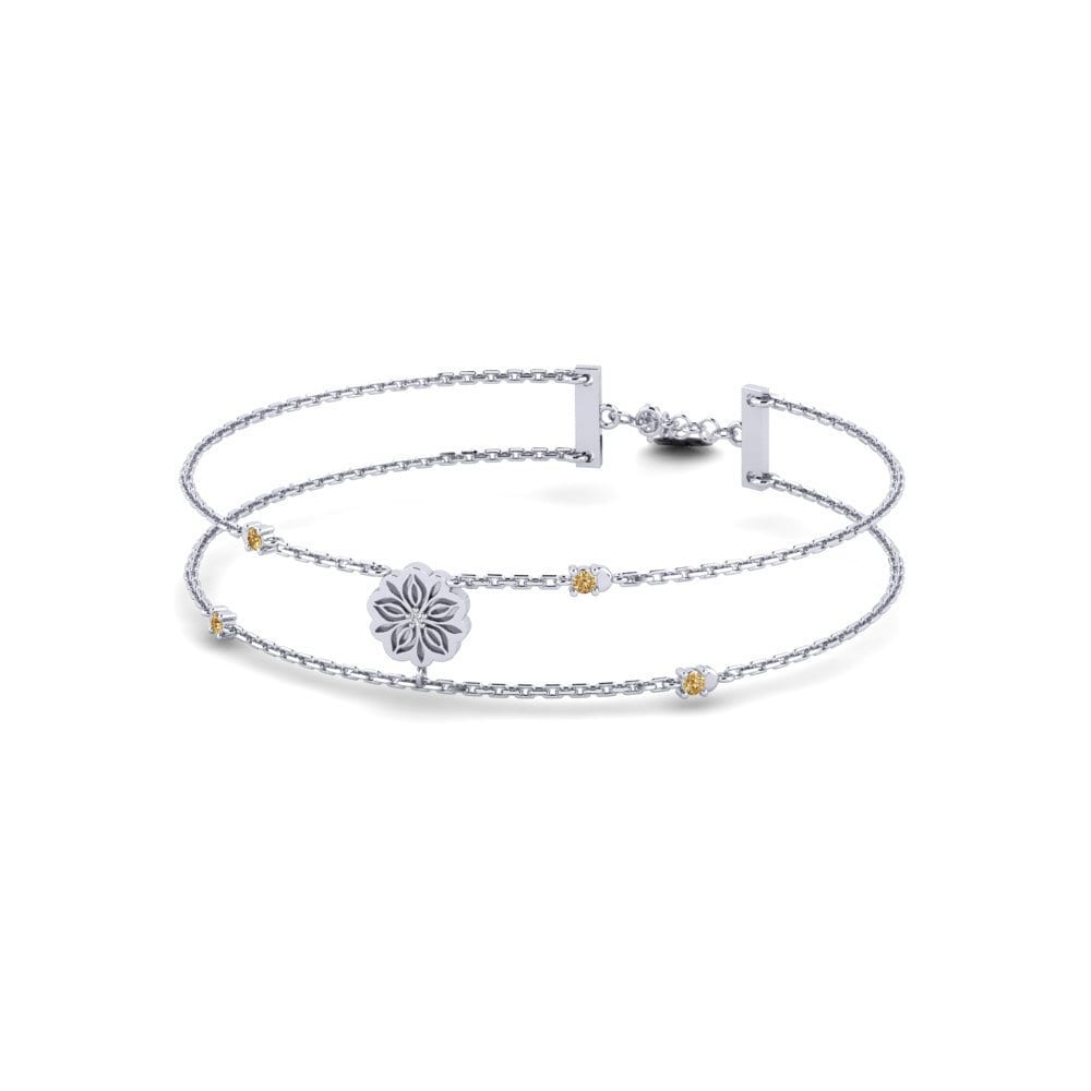 Vàng Trắng 14K Kim Cương Nâu Vòng tay nữ Kanniy