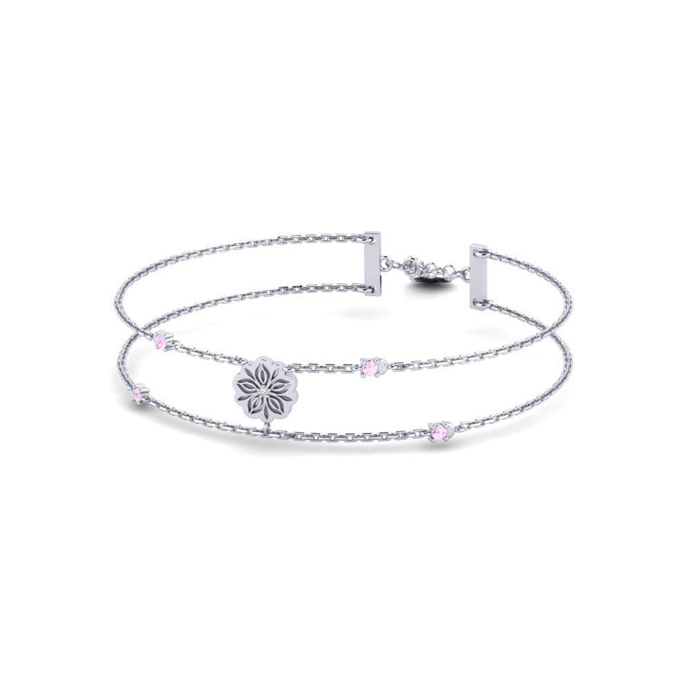 Vàng Trắng 14K Đá Sapphire Hồng Vòng tay nữ Kanniy