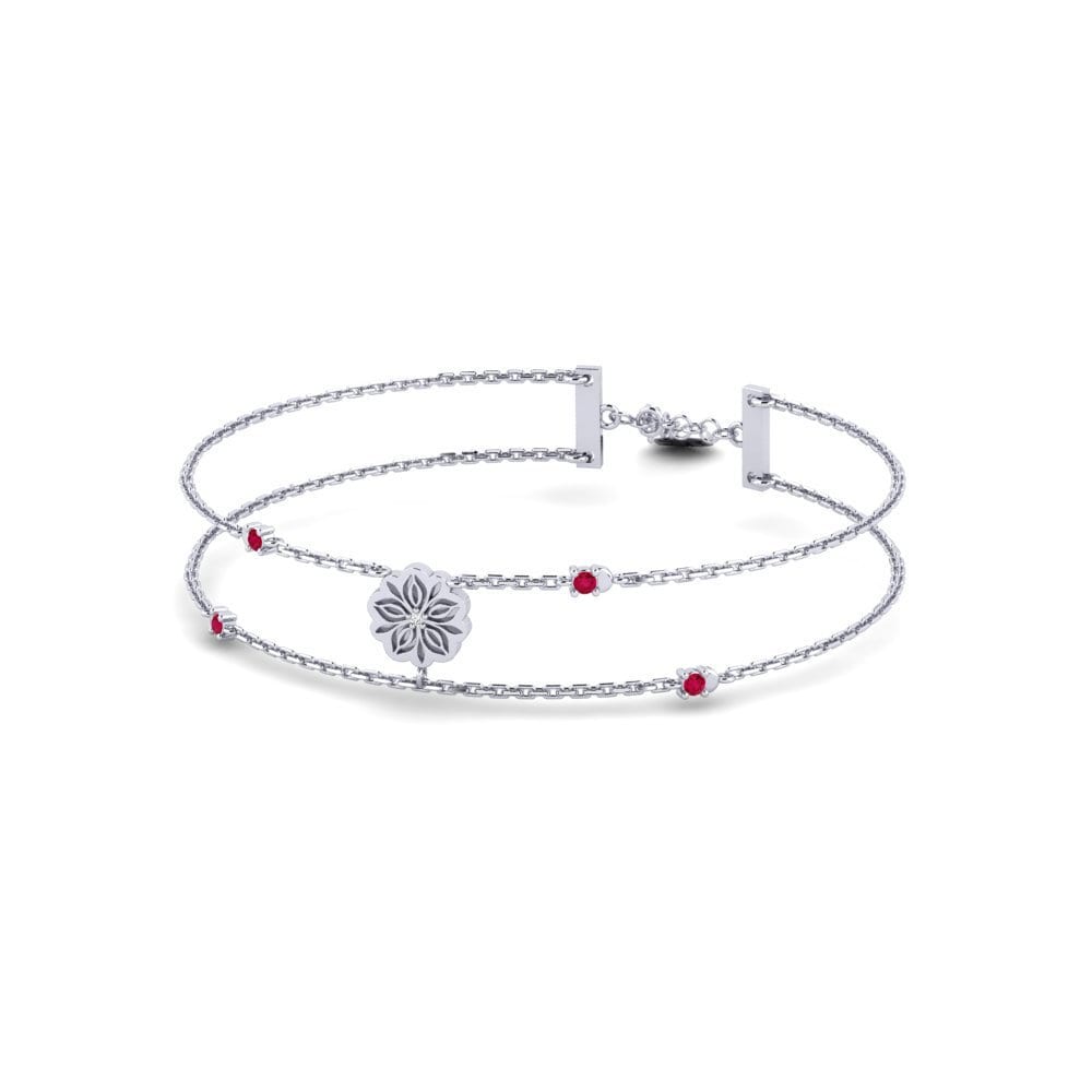 Vàng Trắng 14K Đá Ruby / Hồng Ngọc Vòng tay nữ Kanniy