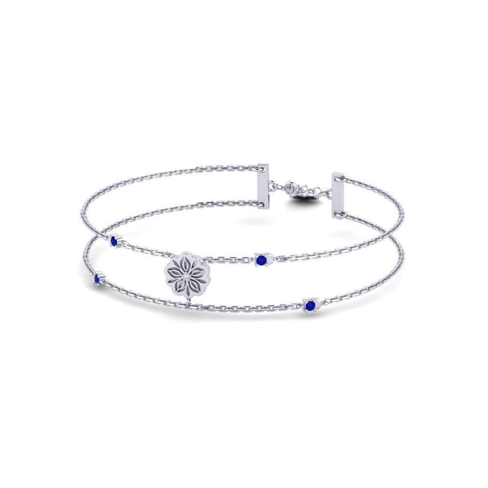 Vàng Trắng 14K Đá Sapphire Vòng tay nữ Kanniy