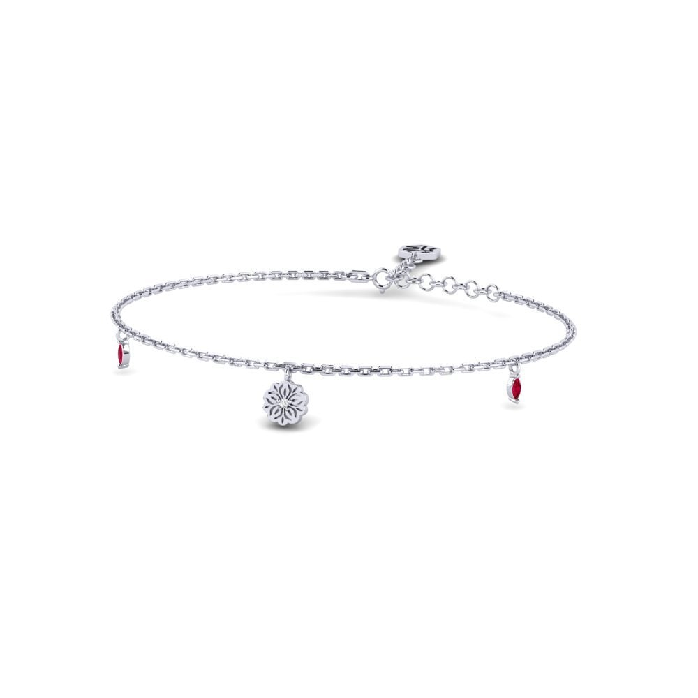 Vàng Trắng 14K Đá Ruby / Hồng Ngọc Vòng tay nữ Kleur