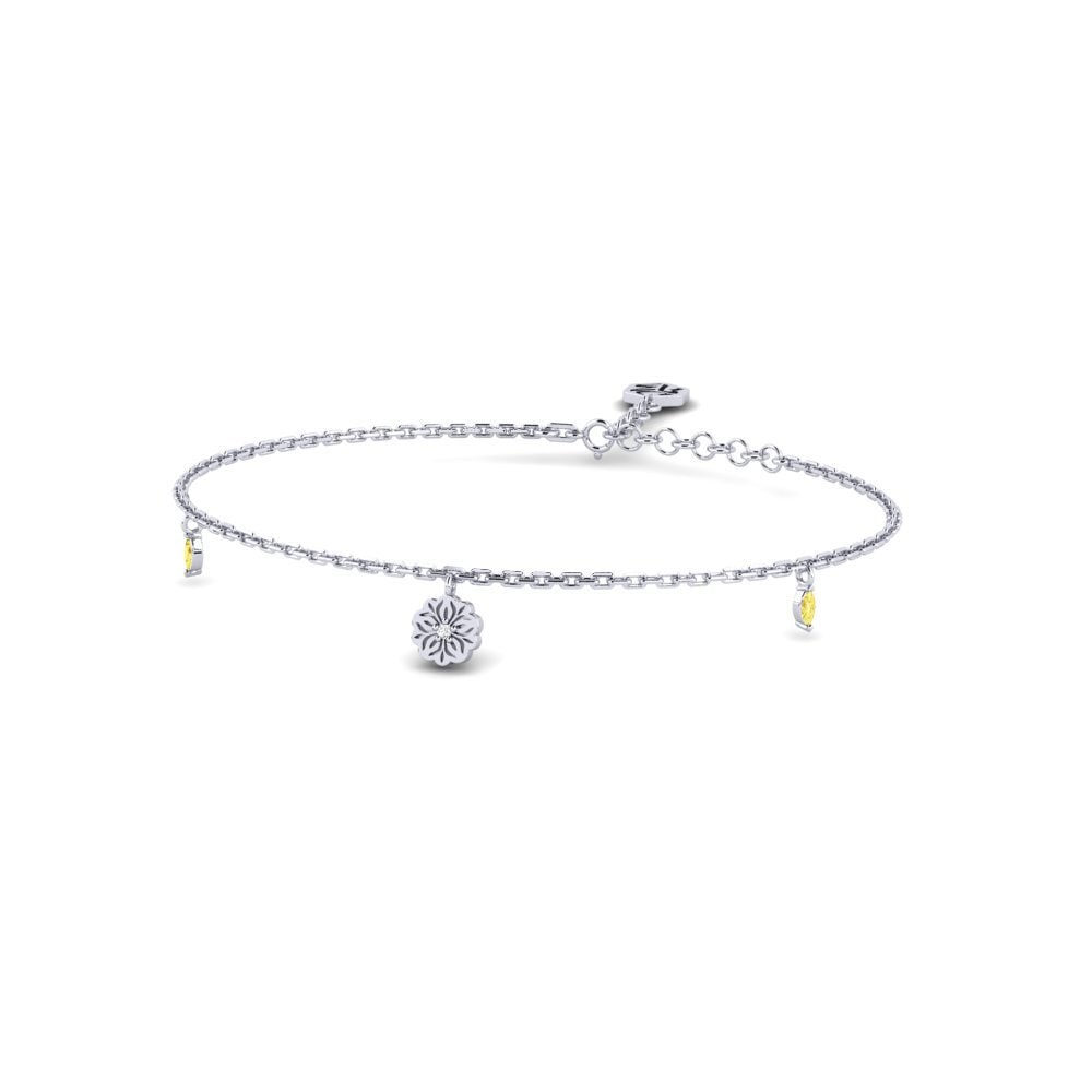 Weiß-Silber Gelber Saphir Damen armband Kleur