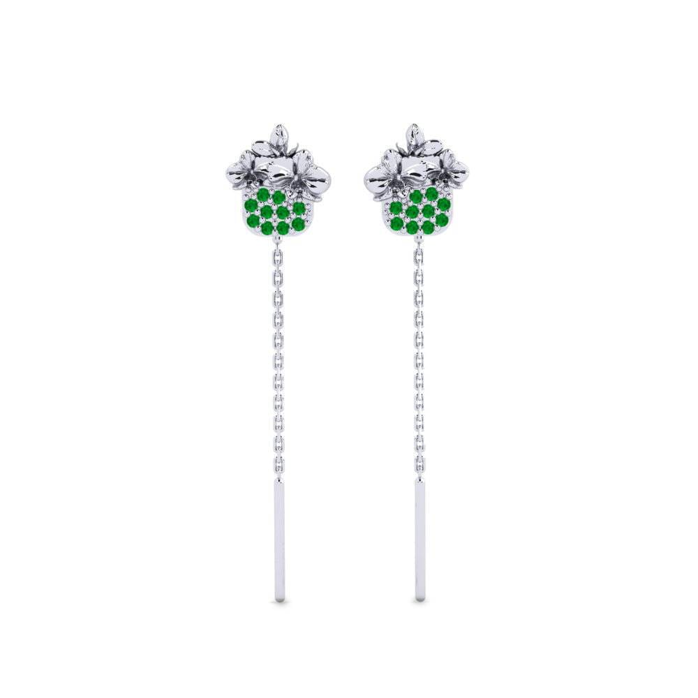 Vàng Trắng 14K Đá Emerald / Ngọc lục Bảo Bông tai nữ Knightsen