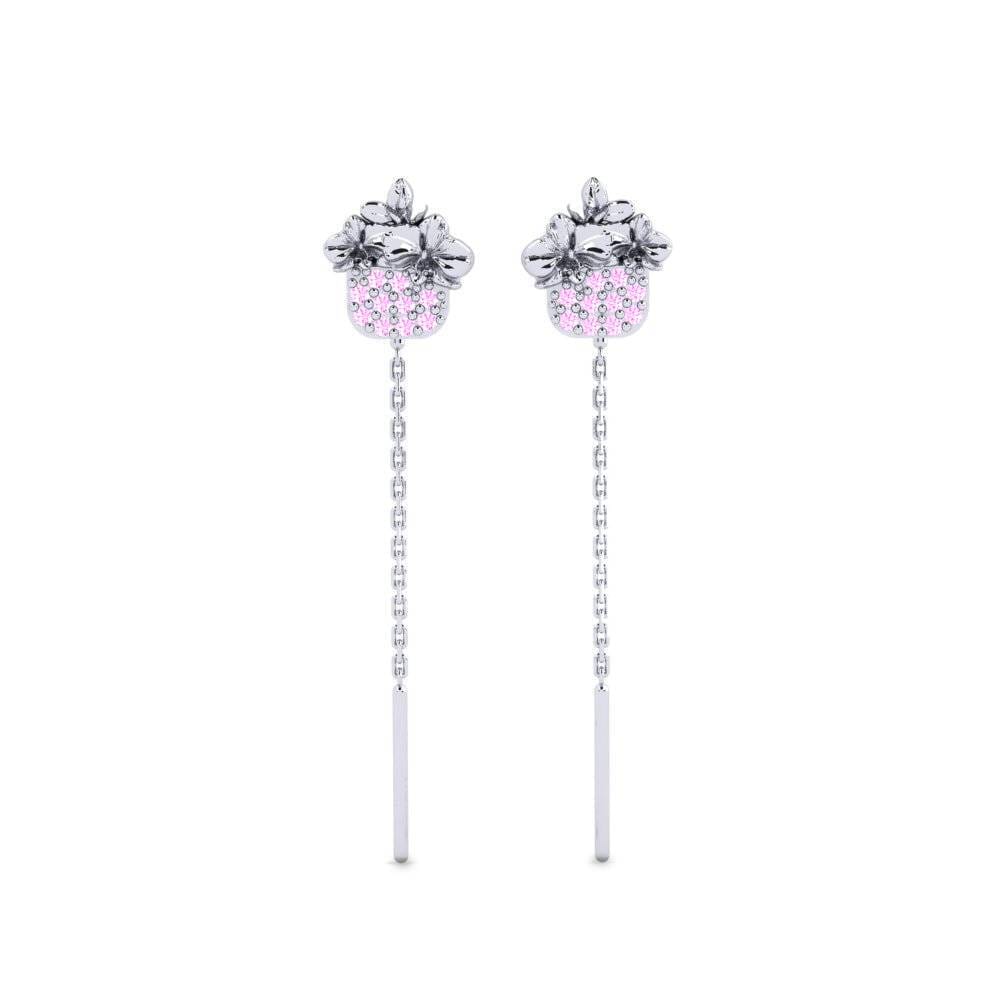 Vàng Trắng 14K Đá Sapphire Hồng Bông tai nữ Knightsen